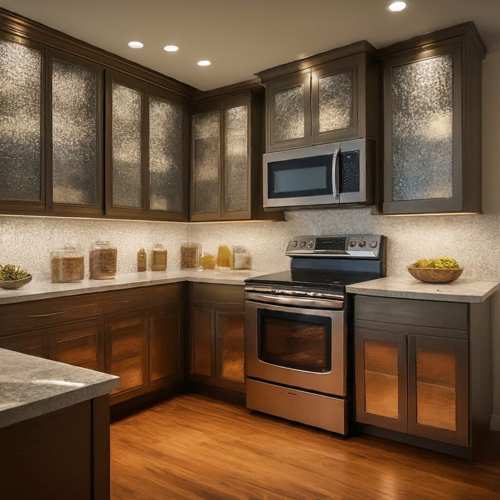 Metal and Glass kitchen cabinets